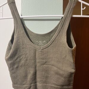 Free People Ribbed Olive Green Tank Top